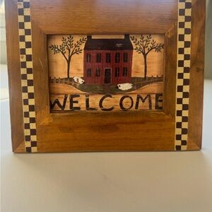 Rustic Welcome Sign with Sheep Design
